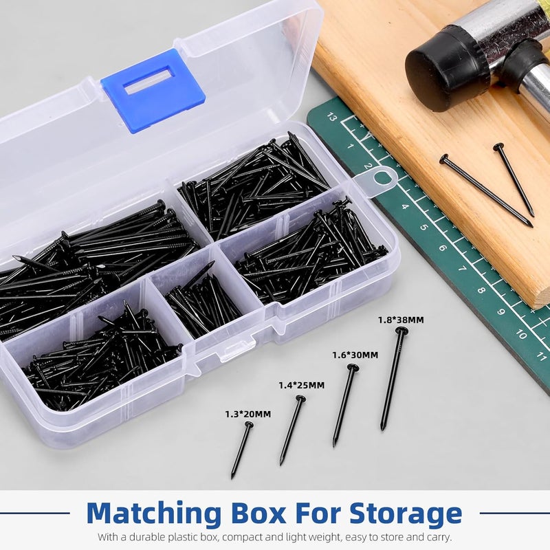 Glarks 500pcs 3/4’’ 1’’ 1-3/16’’ 1-1/2’’ Length Nail Assortment Kit, Black Hanging Nails, Finishing Nails, Wall Nails, Wood Nails, Common Nails, Hardware Nails for Picture Wall Hanging - Image 5